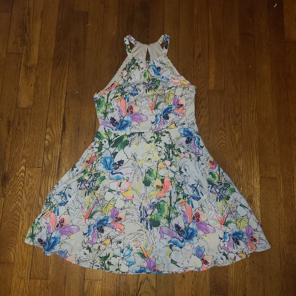 Express floral print fit & flare dress